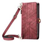 For iPhone 11 Pro Geometric Zipper Wallet Side Buckle Leather Phone Case with Crossbody Lanyard(Red) - 1