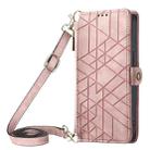 For iPhone 11 Pro Geometric Zipper Wallet Side Buckle Leather Phone Case with Crossbody Lanyard(Pink) - 1