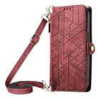 For iPhone 12 Pro Geometric Zipper Wallet Side Buckle Leather Phone Case with Crossbody Lanyard(Red) - 1