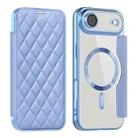 For iPhone 17 Air Shield Magsafe RFID Anti-theft Rhombus Leather Phone Case(Blue) - 1