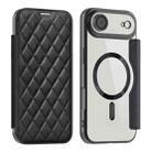 For iPhone 17 Air Shield Magsafe RFID Anti-theft Rhombus Leather Phone Case(Black) - 1