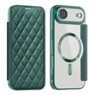 For iPhone 17 Air Shield Magsafe RFID Anti-theft Rhombus Leather Phone Case(Green) - 1