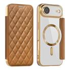For iPhone 17 Air Shield Magsafe RFID Anti-theft Rhombus Leather Phone Case(Brown) - 1