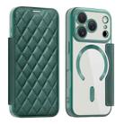 For iPhone 17 Pro Shield Magsafe RFID Anti-theft Rhombus Leather Phone Case(Green) - 1