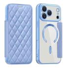 For iPhone 17 Pro Max Shield Magsafe RFID Anti-theft Rhombus Leather Phone Case(Blue) - 1