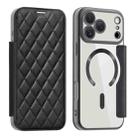 For iPhone 17 Pro Max Shield Magsafe RFID Anti-theft Rhombus Leather Phone Case(Black) - 1