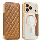 For iPhone 17 Pro Max Shield Magsafe RFID Anti-theft Rhombus Leather Phone Case(Brown) - 1