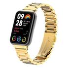 For Xiaomi Mi Band 8 Pro Three Bead Metal Stainless Steel Watch Band(Gold) - 1