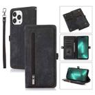 For iPhone 15 Pro Max Zipper Card Slot Buckle Wallet Leather Phone Case(Black) - 1