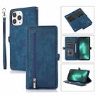 For iPhone 15 Pro Max Zipper Card Slot Buckle Wallet Leather Phone Case(Blue) - 1