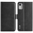 For Nokia C12 Dual-side Magnetic Buckle Horizontal Flip Leather Phone Case(Black) - 1