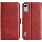 For Nokia C12 Dual-side Magnetic Buckle Horizontal Flip Leather Phone Case(Red) - 1