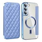 For Samsung Galaxy S23 5G Shield Magsafe RFID Anti-theft Rhombus Leather Phone Case(Blue) - 1