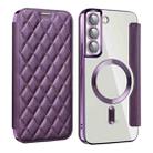 For Samsung Galaxy S23+ 5G Shield Magsafe RFID Anti-theft Rhombus Leather Phone Case(Purple) - 1