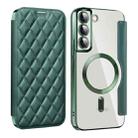 For Samsung Galaxy S23+ 5G Shield Magsafe RFID Anti-theft Rhombus Leather Phone Case(Green) - 1