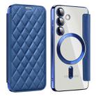 For Samsung Galaxy S24 5G Shield Magsafe RFID Anti-theft Rhombus Leather Phone Case(Dark Blue) - 1