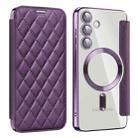 For Samsung Galaxy S24+ 5G Shield Magsafe RFID Anti-theft Rhombus Leather Phone Case(Purple) - 1