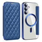 For Samsung Galaxy S23 FE 5G Shield Magsafe RFID Anti-theft Rhombus Leather Phone Case(Dark Blue) - 1