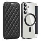 For Samsung Galaxy S23 FE 5G Shield MagSafe RFID Anti-theft Rhombus Leather Phone Case(Black) - 1