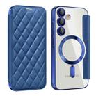 For Samsung Galaxy A55 5G Shield Magsafe RFID Anti-theft Rhombus Leather Phone Case(Dark Blue) - 1