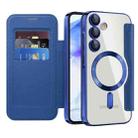 For Samsung Galaxy A55 5G Shield Magsafe RFID Anti-theft Rhombus Leather Phone Case(Dark Blue) - 2