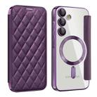 For Samsung Galaxy A55 5G Shield Magsafe RFID Anti-theft Rhombus Leather Phone Case(Purple) - 1