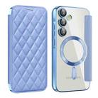 For Samsung Galaxy A55 5G Shield Magsafe RFID Anti-theft Rhombus Leather Phone Case(Blue) - 1