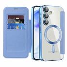 For Samsung Galaxy A55 5G Shield Magsafe RFID Anti-theft Rhombus Leather Phone Case(Blue) - 2