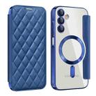 For Samsung Galaxy A15 Shield Magsafe RFID Anti-theft Rhombus Leather Phone Case(Dark Blue) - 1