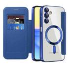 For Samsung Galaxy A15 Shield Magsafe RFID Anti-theft Rhombus Leather Phone Case(Dark Blue) - 2