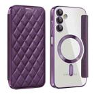 For Samsung Galaxy A15 Shield Magsafe RFID Anti-theft Rhombus Leather Phone Case(Purple) - 1