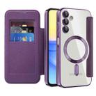 For Samsung Galaxy A15 Shield Magsafe RFID Anti-theft Rhombus Leather Phone Case(Purple) - 2