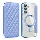 For Samsung Galaxy A15 Shield Magsafe RFID Anti-theft Rhombus Leather Phone Case(Blue) - 1