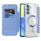 For Samsung Galaxy A15 Shield Magsafe RFID Anti-theft Rhombus Leather Phone Case(Blue) - 2