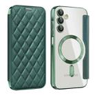 For Samsung Galaxy A15 Shield Magsafe RFID Anti-theft Rhombus Leather Phone Case(Green) - 1
