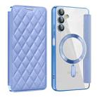 For Samsung Galaxy A05s Shield Magsafe RFID Anti-theft Rhombus Leather Phone Case(Blue) - 1