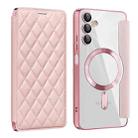 For Samsung Galaxy A05s Shield Magsafe RFID Anti-theft Rhombus Leather Phone Case(Pink) - 1