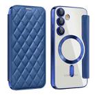 For Samsung Galaxy S24 FE 5G Shield MagSafe RFID Anti-theft Rhombus Leather Phone Case(Dark Blue) - 1