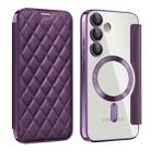 For Samsung Galaxy S24 FE 5G Shield MagSafe RFID Anti-theft Rhombus Leather Phone Case(Purple) - 1