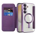 For Samsung Galaxy S24 FE 5G Shield MagSafe RFID Anti-theft Rhombus Leather Phone Case(Purple) - 2