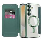 For Samsung Galaxy S24 FE 5G Shield MagSafe RFID Anti-theft Rhombus Leather Phone Case(Green) - 2