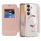 For Samsung Galaxy S24 FE 5G Shield MagSafe RFID Anti-theft Rhombus Leather Phone Case(Pink) - 2