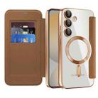 For Samsung Galaxy S24 FE 5G Shield MagSafe RFID Anti-theft Rhombus Leather Phone Case(Brown) - 2