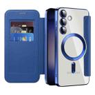 For Samsung Galaxy S25+ 5G Shield MagSafe RFID Anti-theft Rhombus Leather Phone Case(Dark Blue) - 2