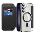 For Samsung Galaxy S25+ 5G Shield MagSafe RFID Anti-theft Rhombus Leather Phone Case(Black) - 2