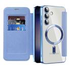 For Samsung Galaxy S25+ 5G Shield MagSafe RFID Anti-theft Rhombus Leather Phone Case(Blue) - 2