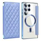 For Samsung Galaxy S25 Ultra 5G Shield MagSafe RFID Anti-theft Rhombus Leather Phone Case(Blue) - 1