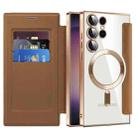 For Samsung Galaxy S25 Ultra 5G Shield MagSafe RFID Anti-theft Rhombus Leather Phone Case(Brown) - 2