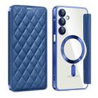 For Samsung Galaxy A16 5G Shield MagSafe RFID Anti-theft Rhombus Leather Phone Case(Dark Blue) - 1