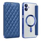 For Samsung Galaxy A06 4G Shield MagSafe RFID Anti-theft Rhombus Leather Phone Case(Dark Blue) - 1